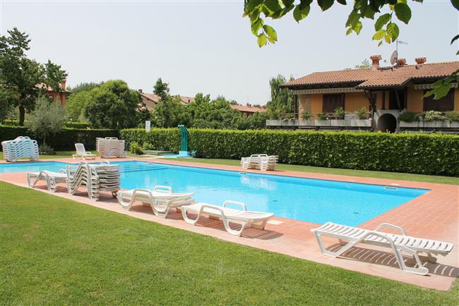 Pool with shared deck chairs